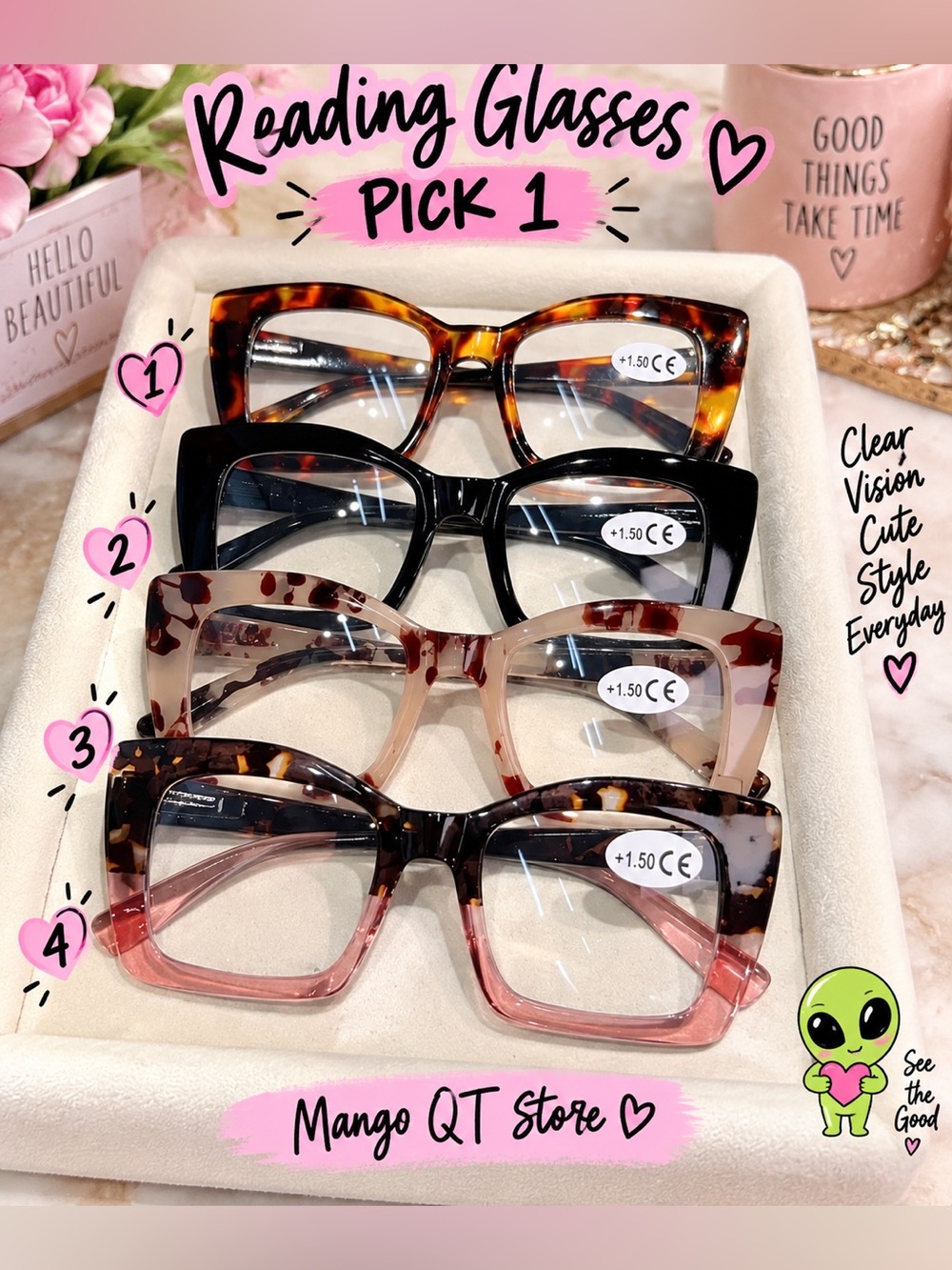 Reading Glasses +1.50 – Pick 1 👓💕 NEW